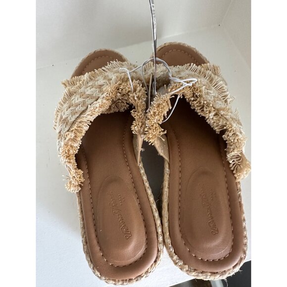 Universal Thread Womens Woven Raffia Tan Platform Sandals Size 6.5 - Picture 3 of 5